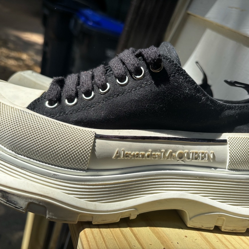 Alexander McQueen Black and Cream Platform Sneakers